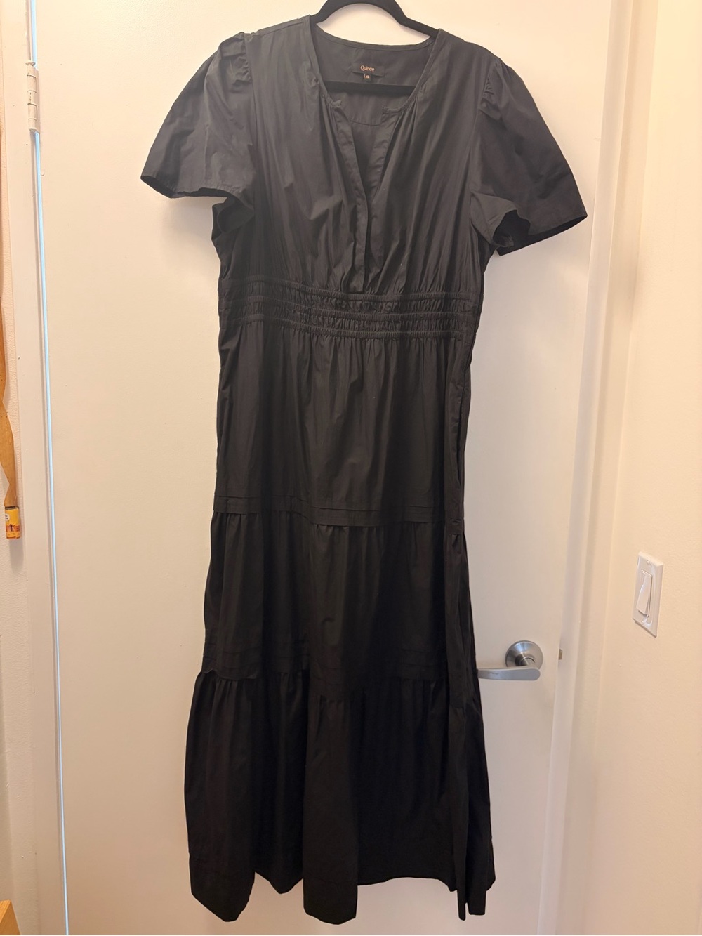 Quince Black Smocked-Waist Puff Sleeve Maxi Dress - Picture 3 of 5